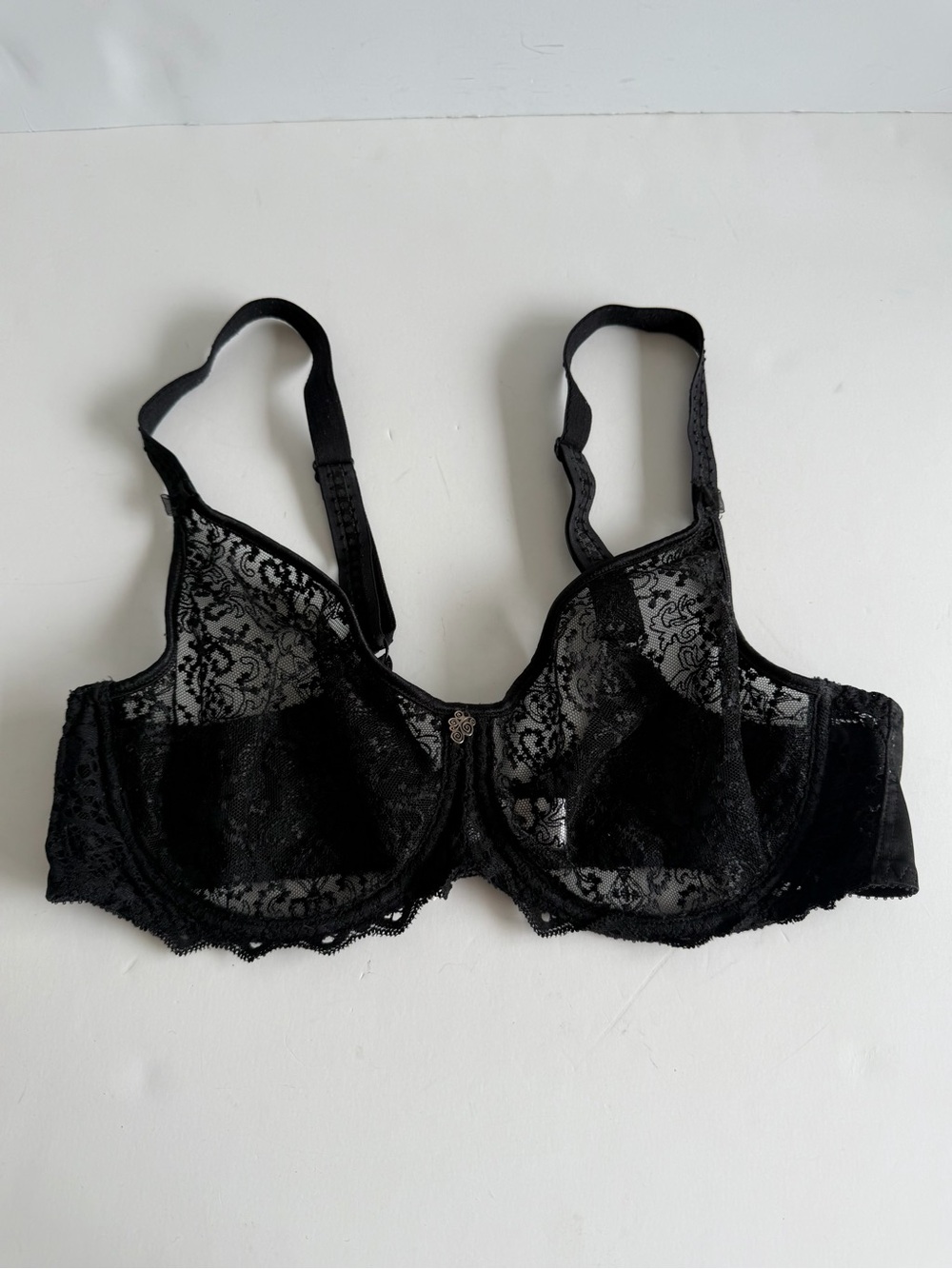 Empreinte 32D Black Sheer Floral Lace Underwire Bra Luxury Lingerie